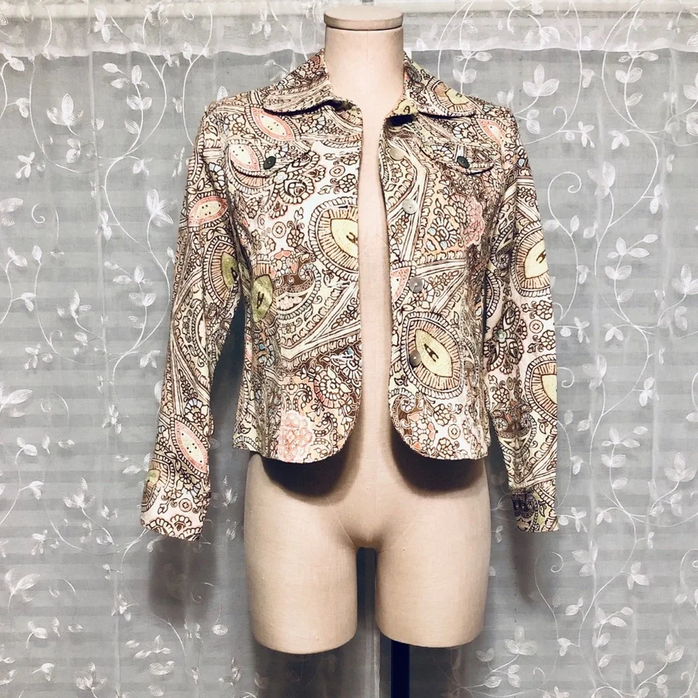 Ruby Rd Pastel Printed Crop Jacket - Picture 2 of 8